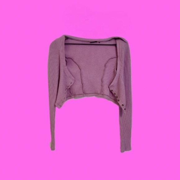 Purple Cropped Cardigan - Picture 1 of 2